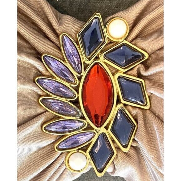 Victoria's Secret Bandeau Champagne Color Rhinestone Center Bikini Top Size M - Picture 5 of 7